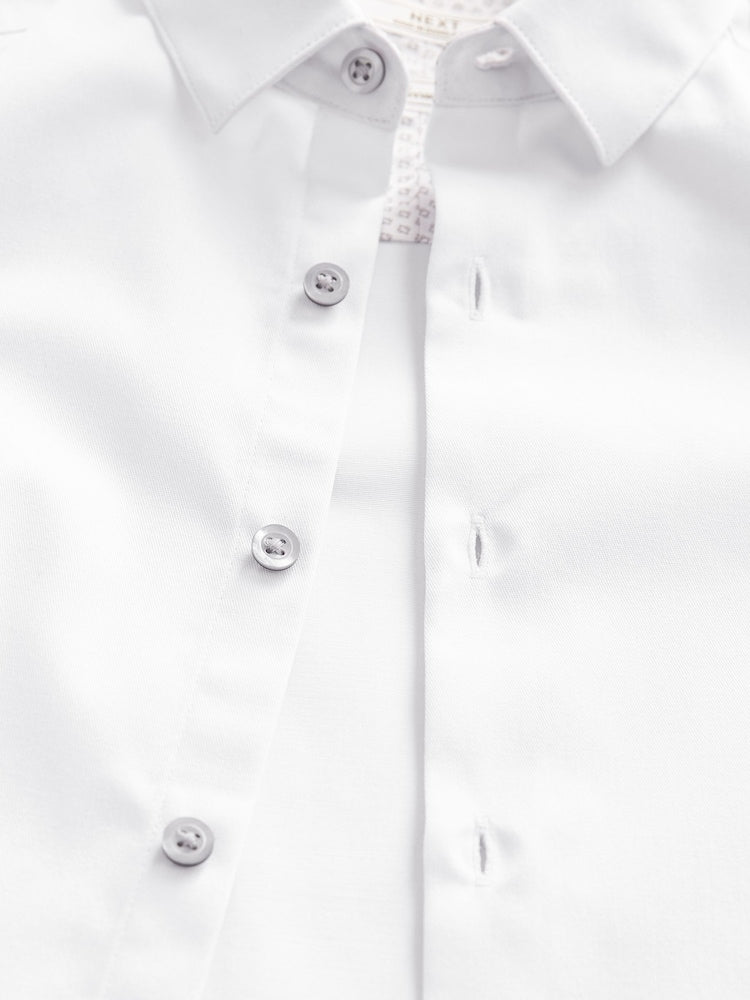 White Long Sleeves Smart Trimmed Shirt (3-16yrs)
