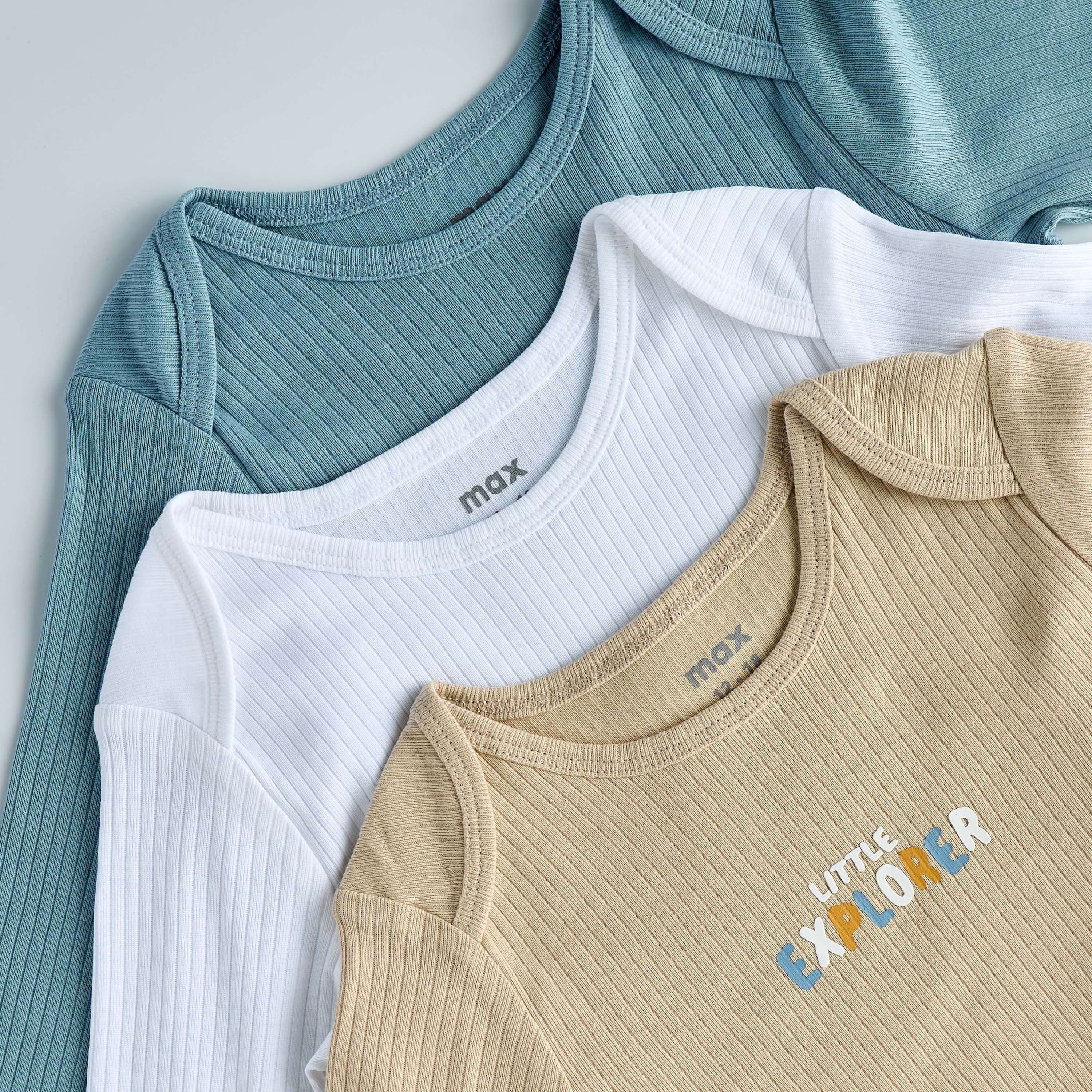 Pack of 3 - Ribbed Long Sleeve Bodysuit