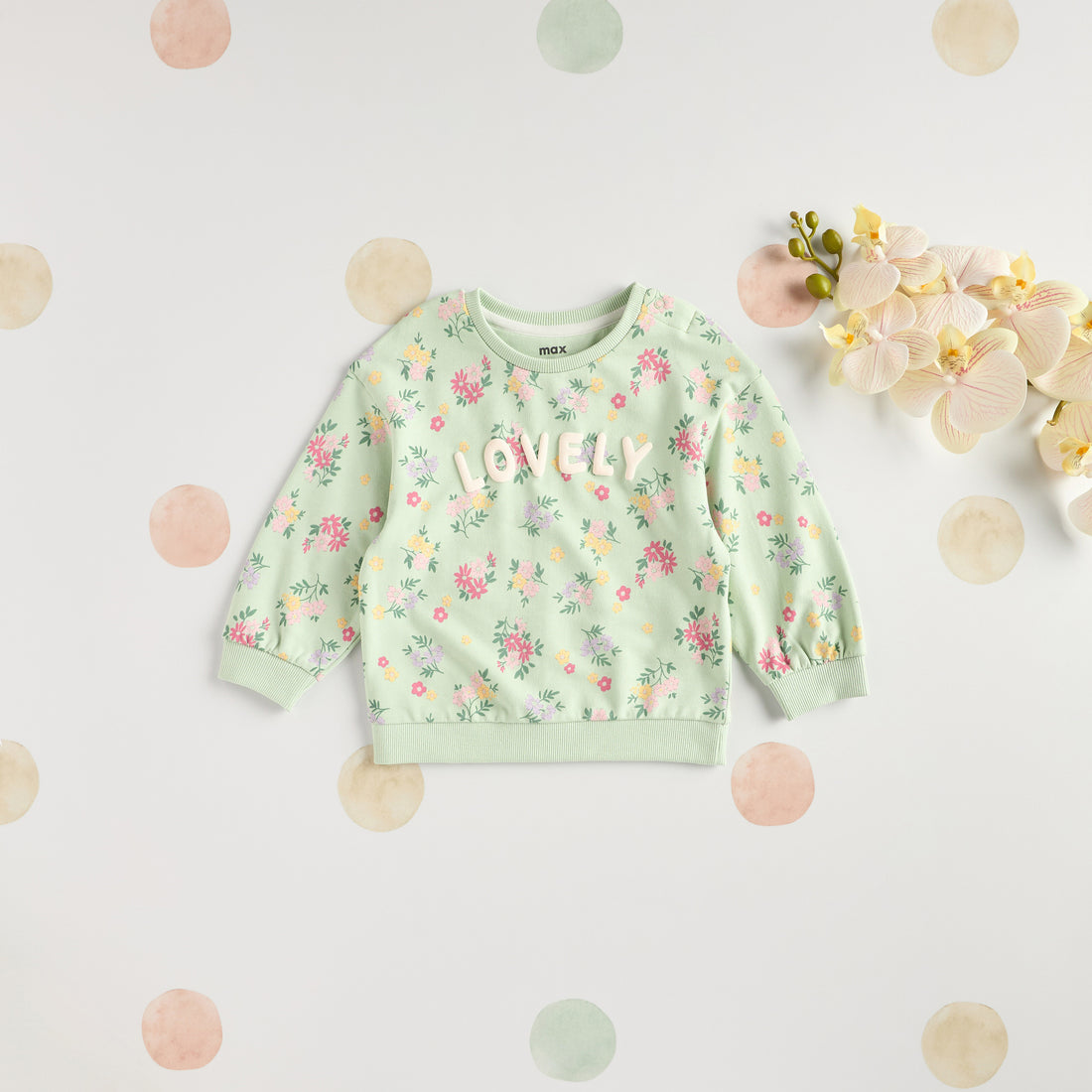 All-Over Floral Print Cotton Sweatshirt and Shorts Set