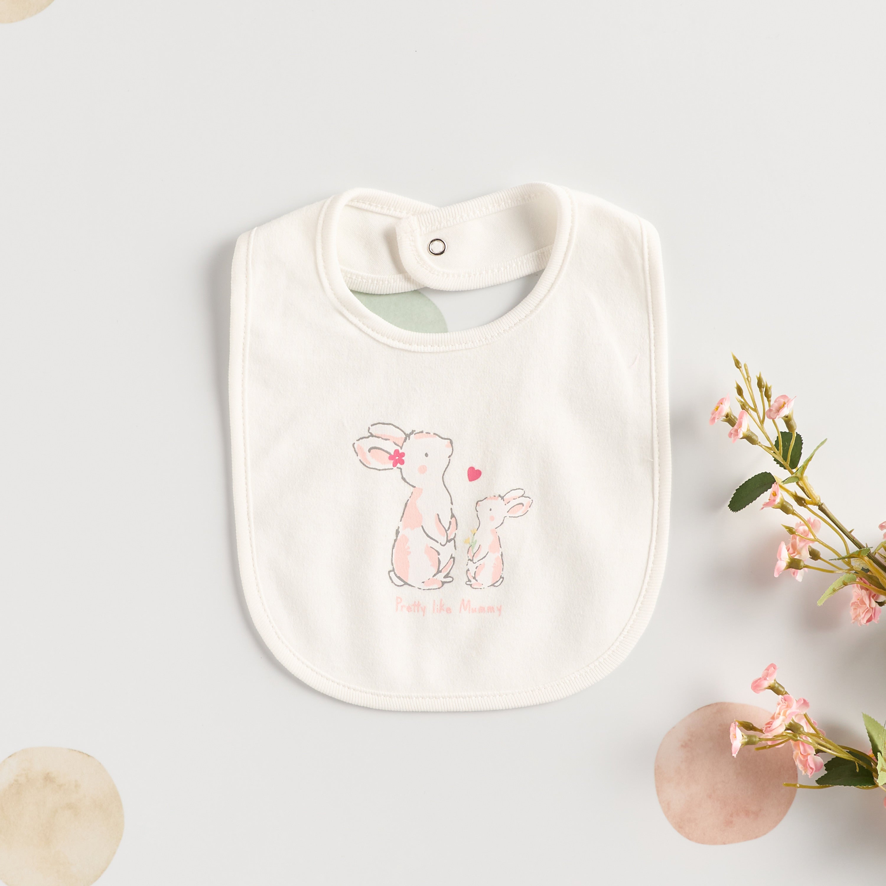 All-Over Bunny Print Sleepsuit with Bib