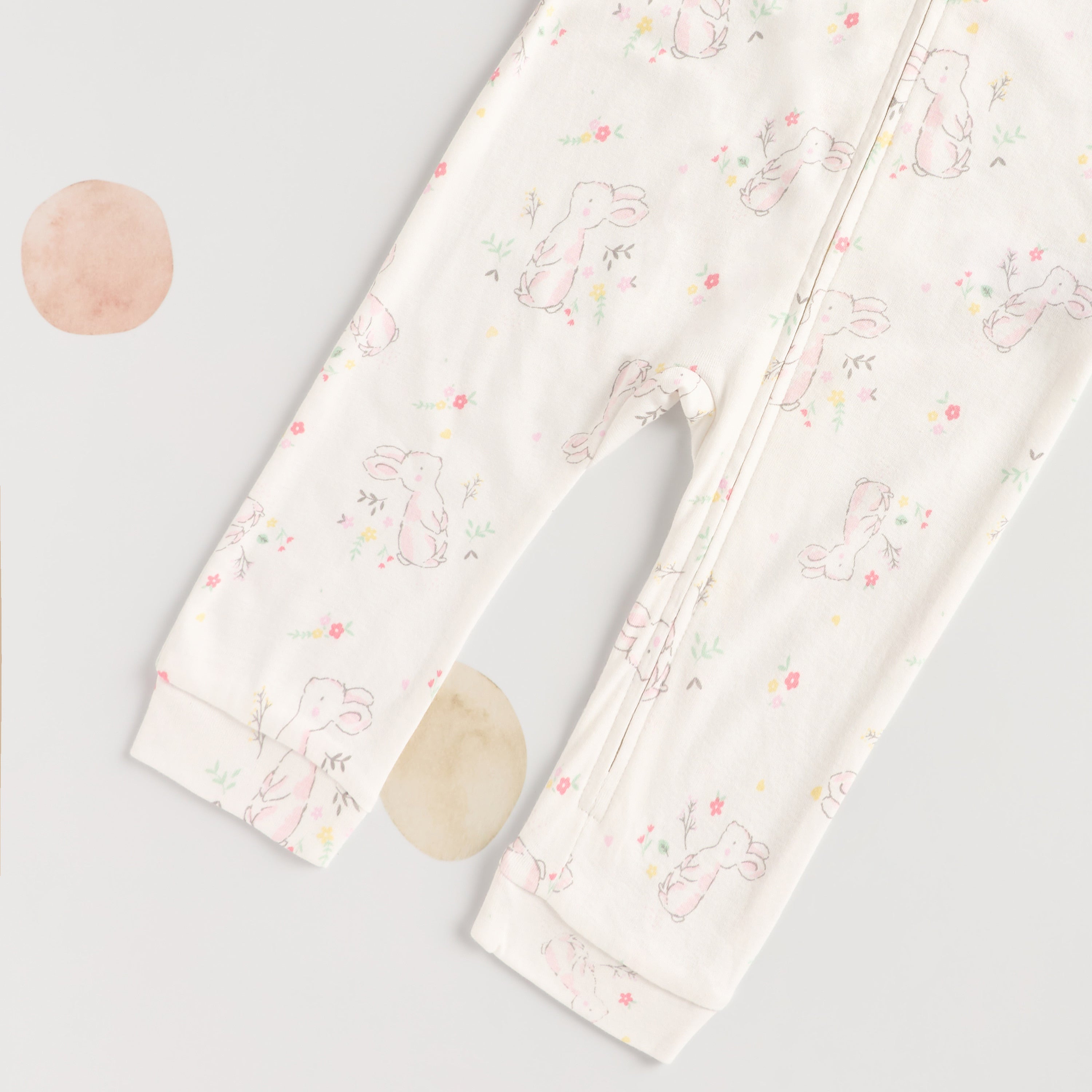 All-Over Bunny Print Sleepsuit with Bib