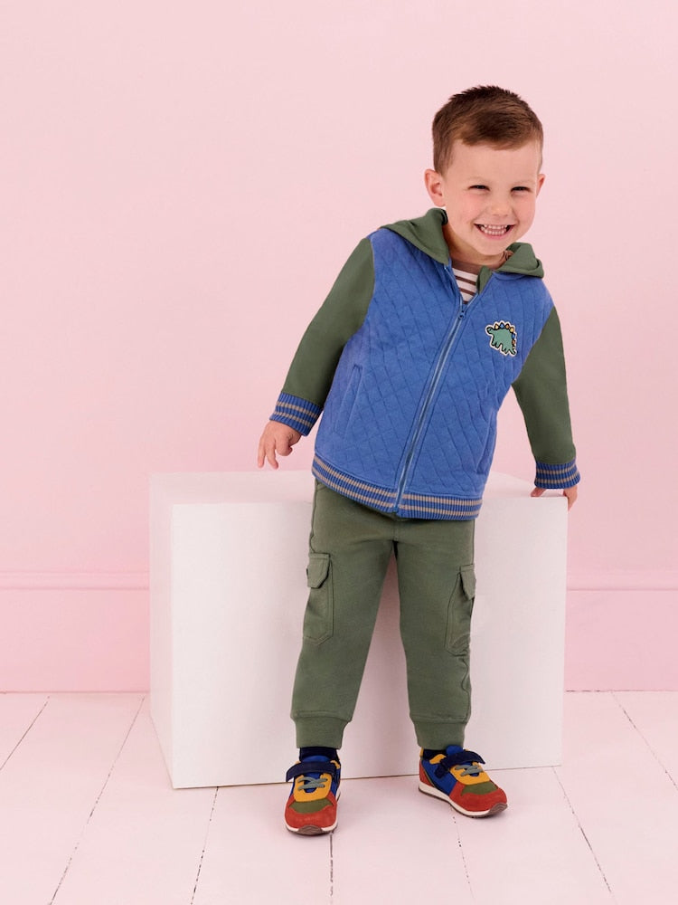 JoJo Maman Bébé Navy Blue & Khaki Green 2-Pack Cargo Joggers - Size Up To 3 Months (50 - 62cm)