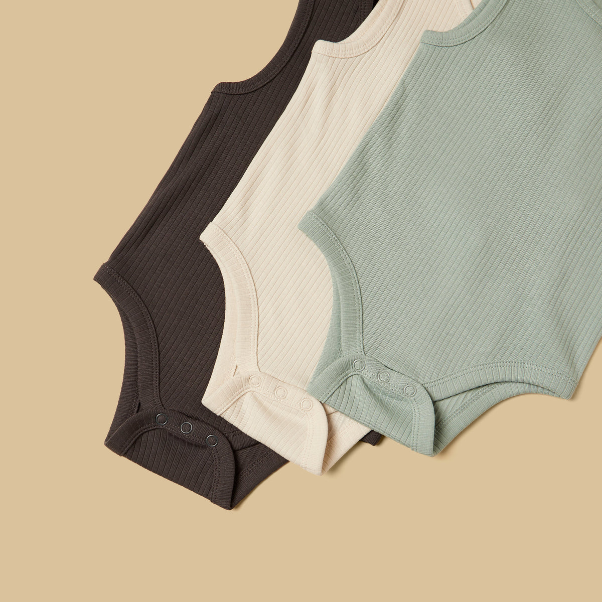 Pack of 3 - Ribbed Sleeveless Bodysuit
