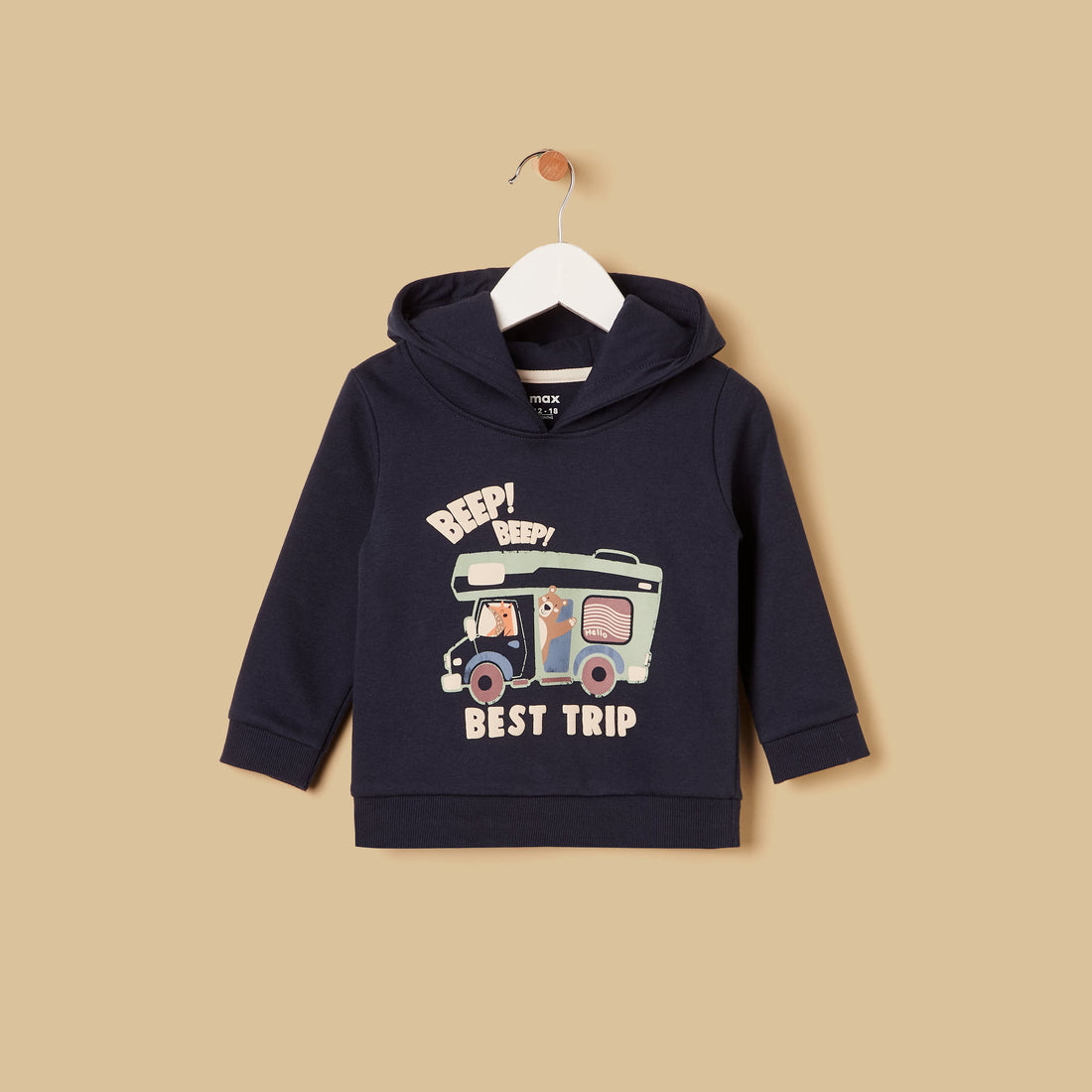 Graphic Print Hooded Sweatshirt - Blue / 12-18 mths