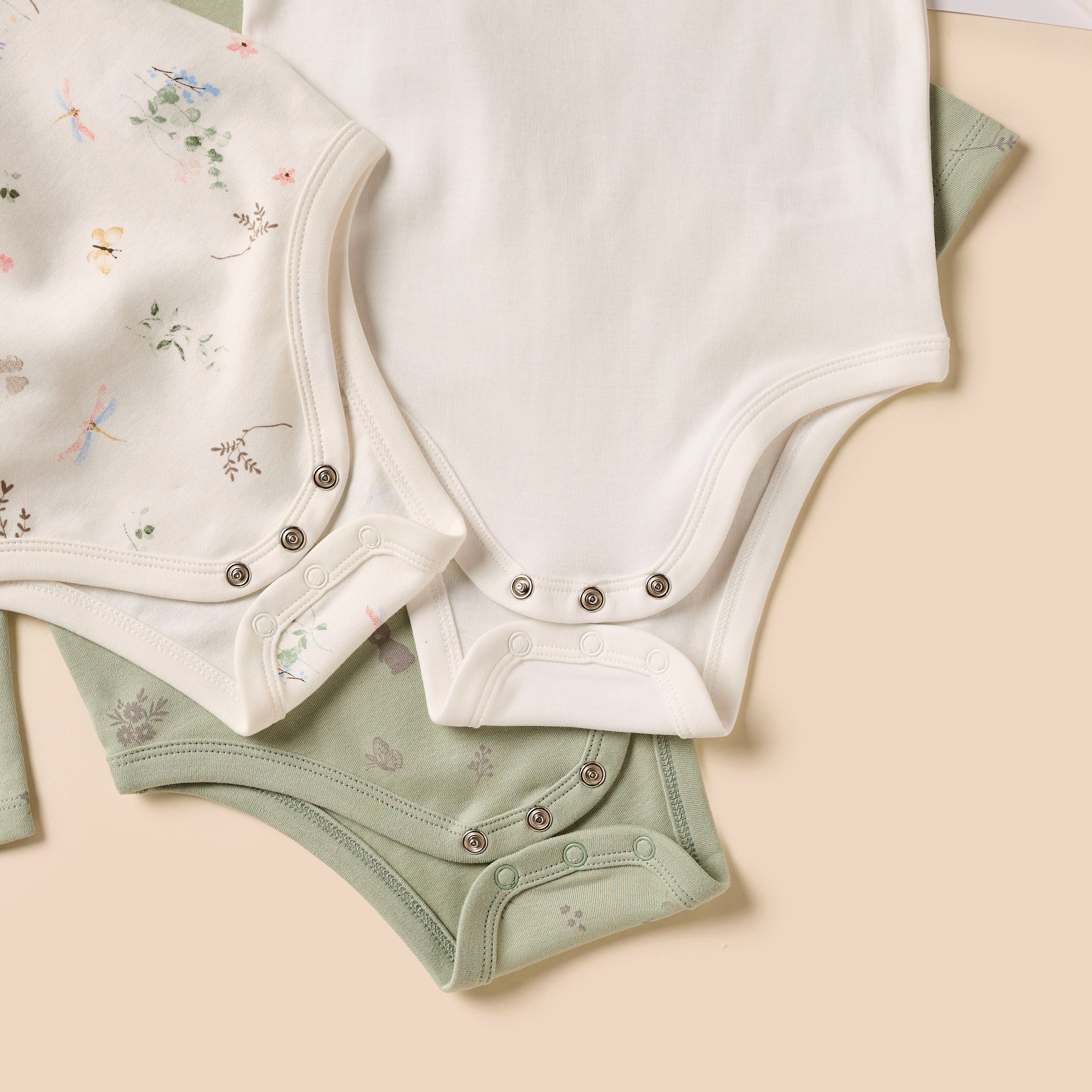 Pack of 3 - Botanical Print Bodysuit