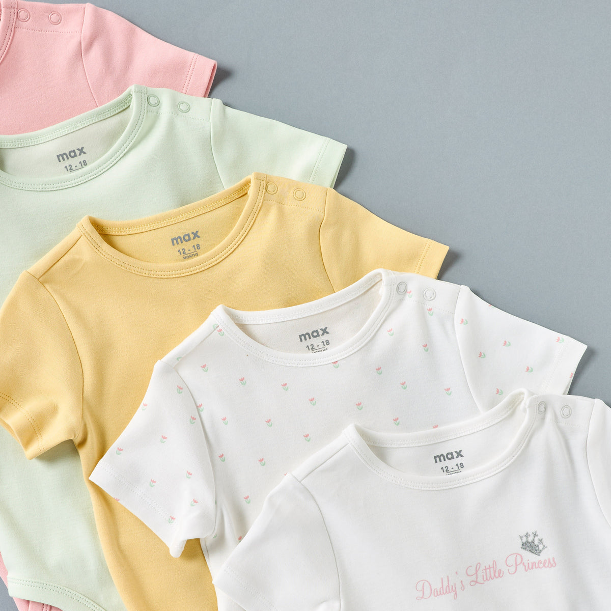 Pack of 5 - Floral Print Cotton Bodysuit