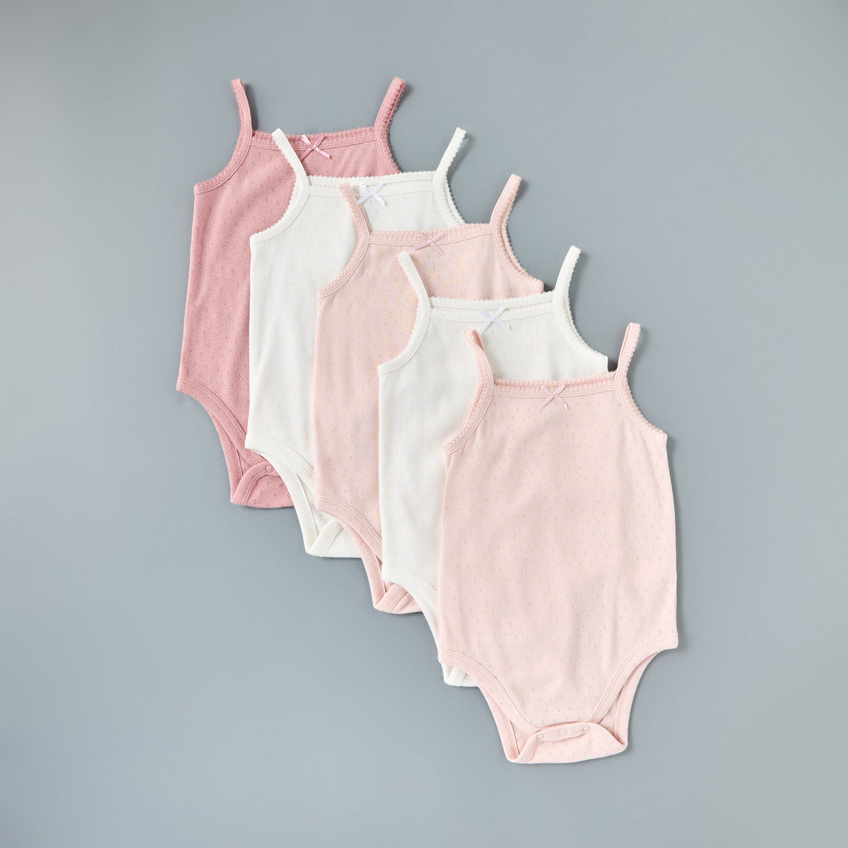 Pack of 5 - Textured Sleeveless Cotton Bodysuit