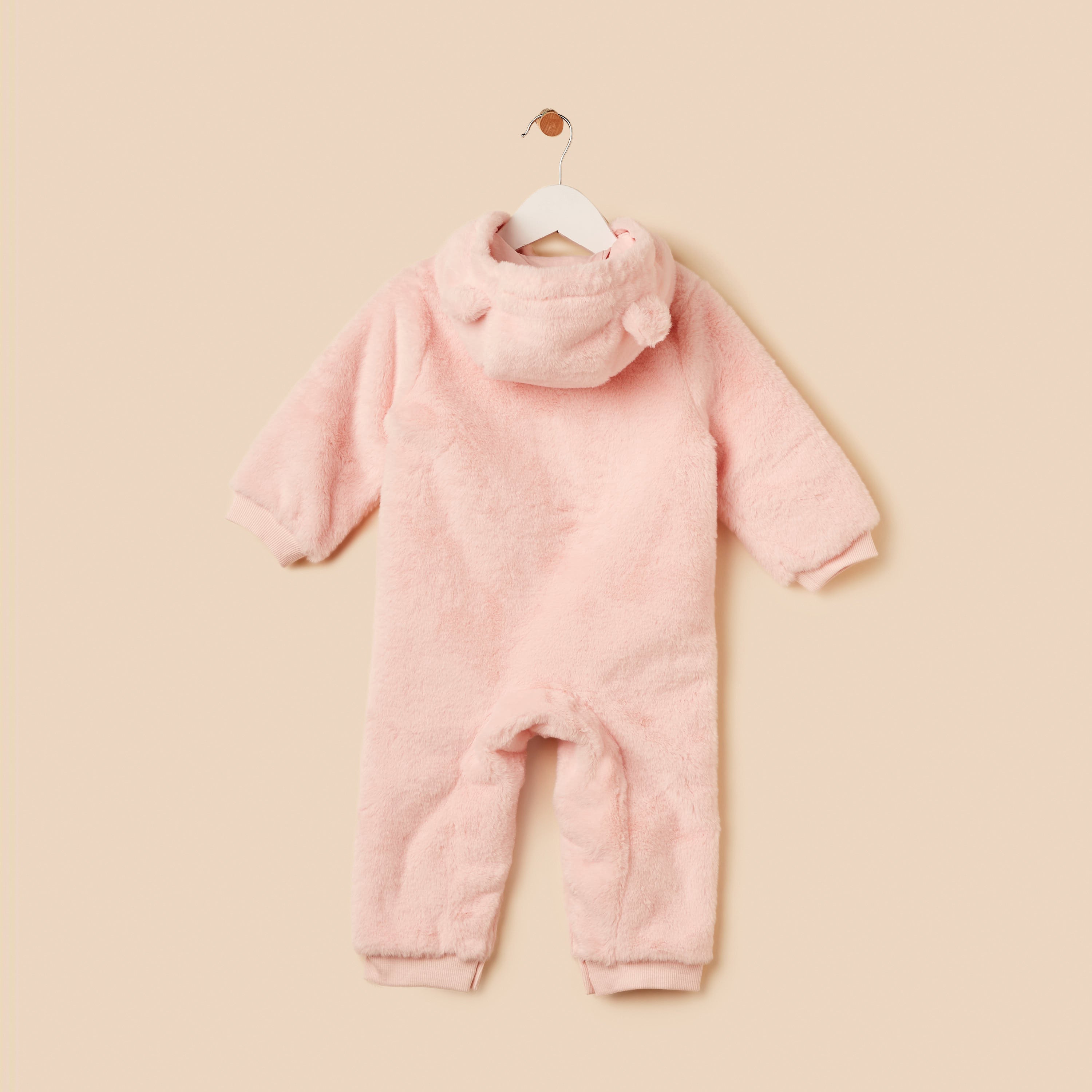 Textured Heart Accent Hooded Pramsuit