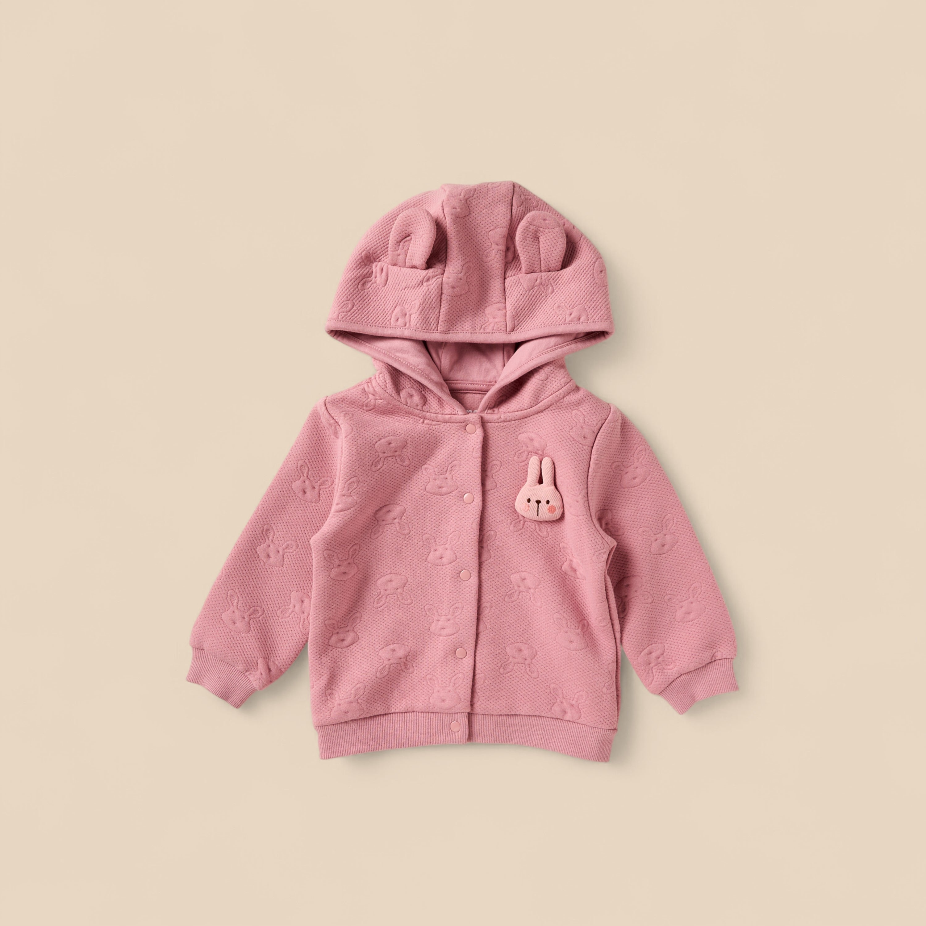 Bunny Embossed Hoodie with Bodysuit and Joggers