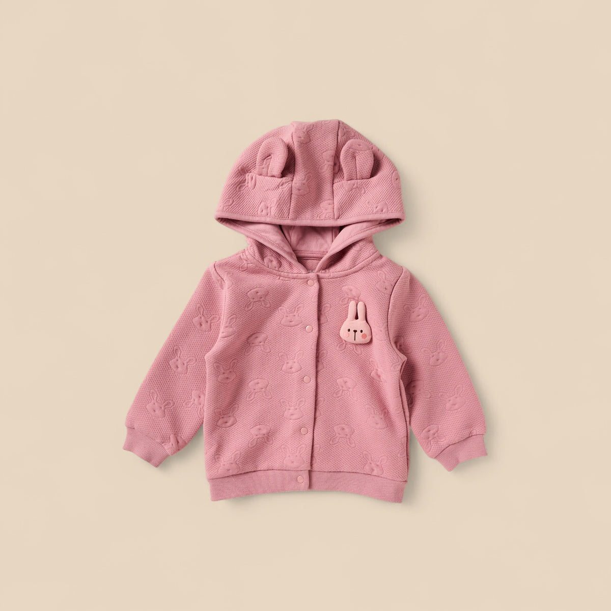 Bunny Embossed Hoodie with Bodysuit and Joggers