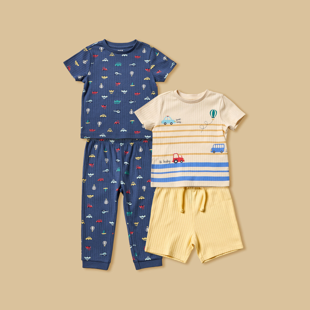 Pack of 2 - Vehicle Print Cotton Pyjama Set