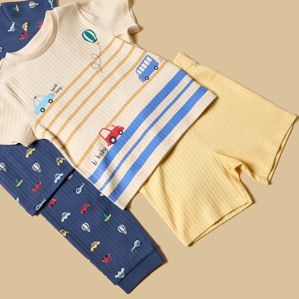 Pack of 2 - Vehicle Print Cotton Pyjama Set