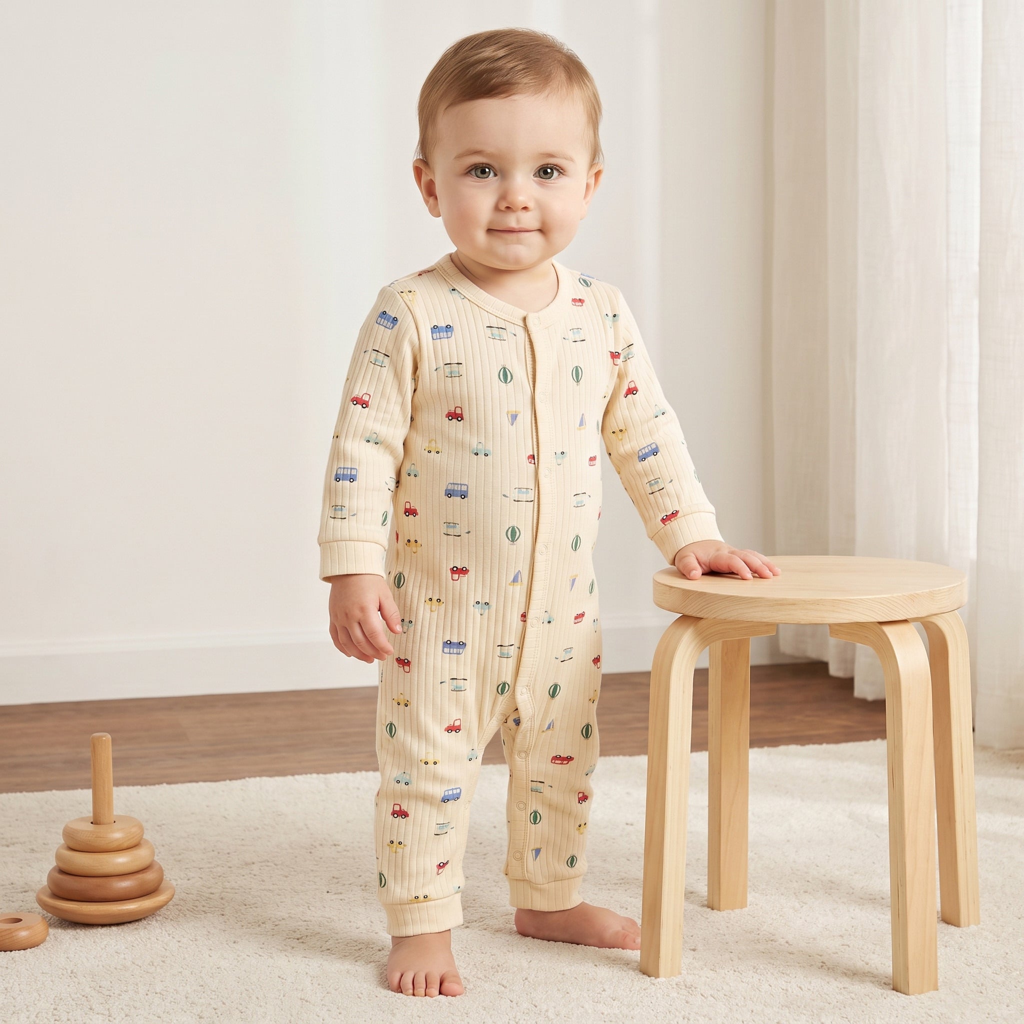 Pack of 2 - Vehicle Print Cotton Sleepsuit