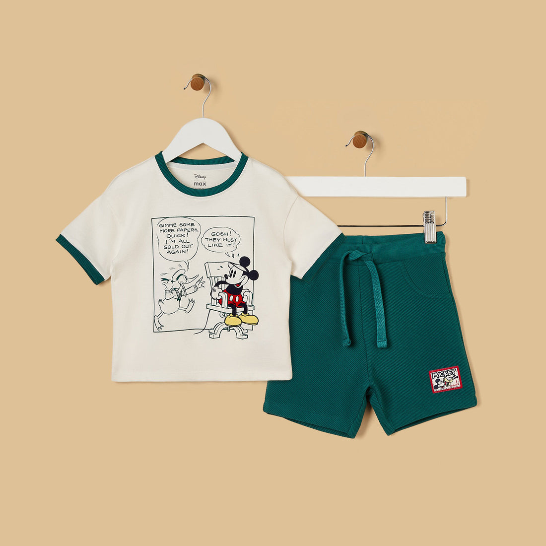 Mickey Mouse Print T-shirt and Shorts Set