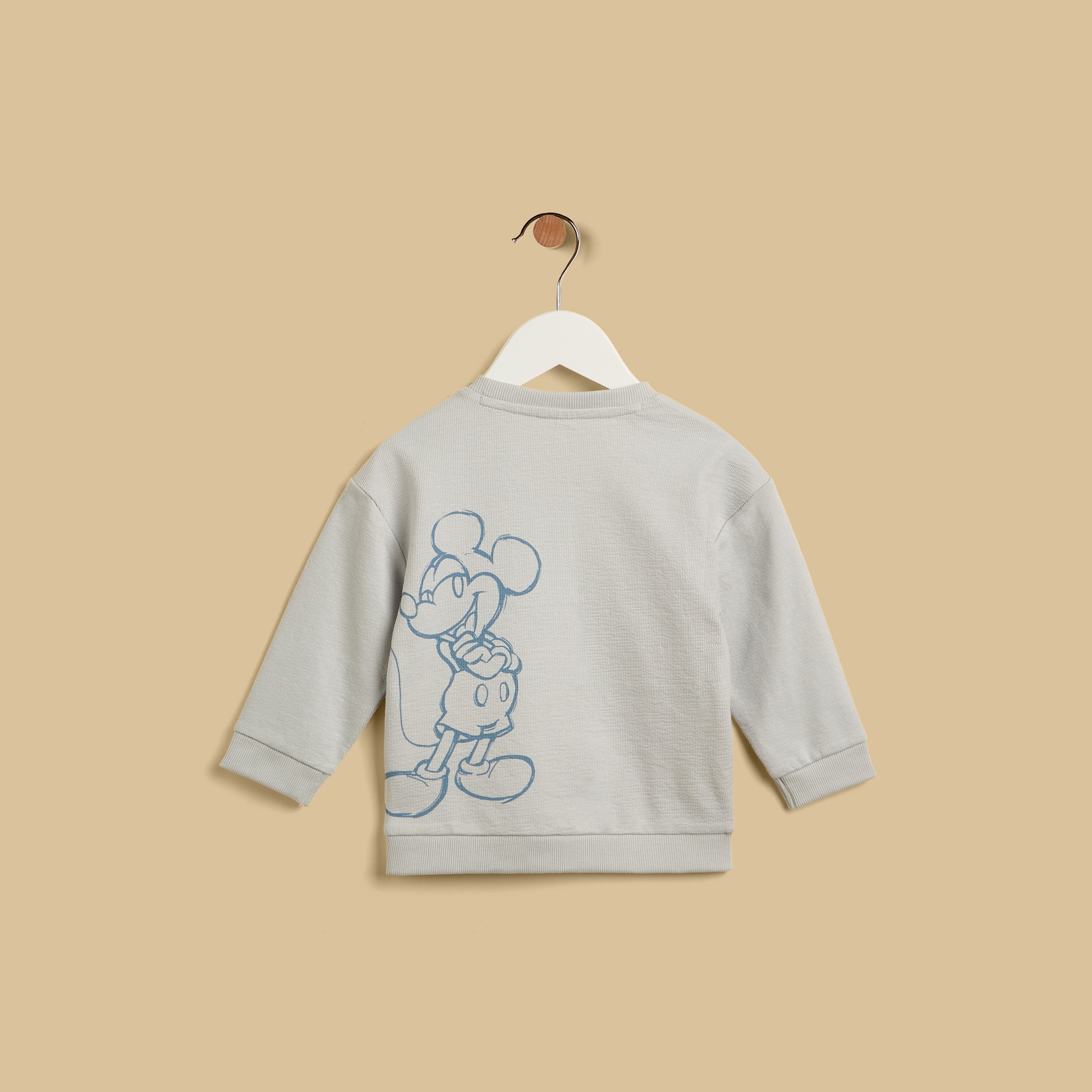Mickey Mouse Print Cotton Sweatshirt and Joggers Set