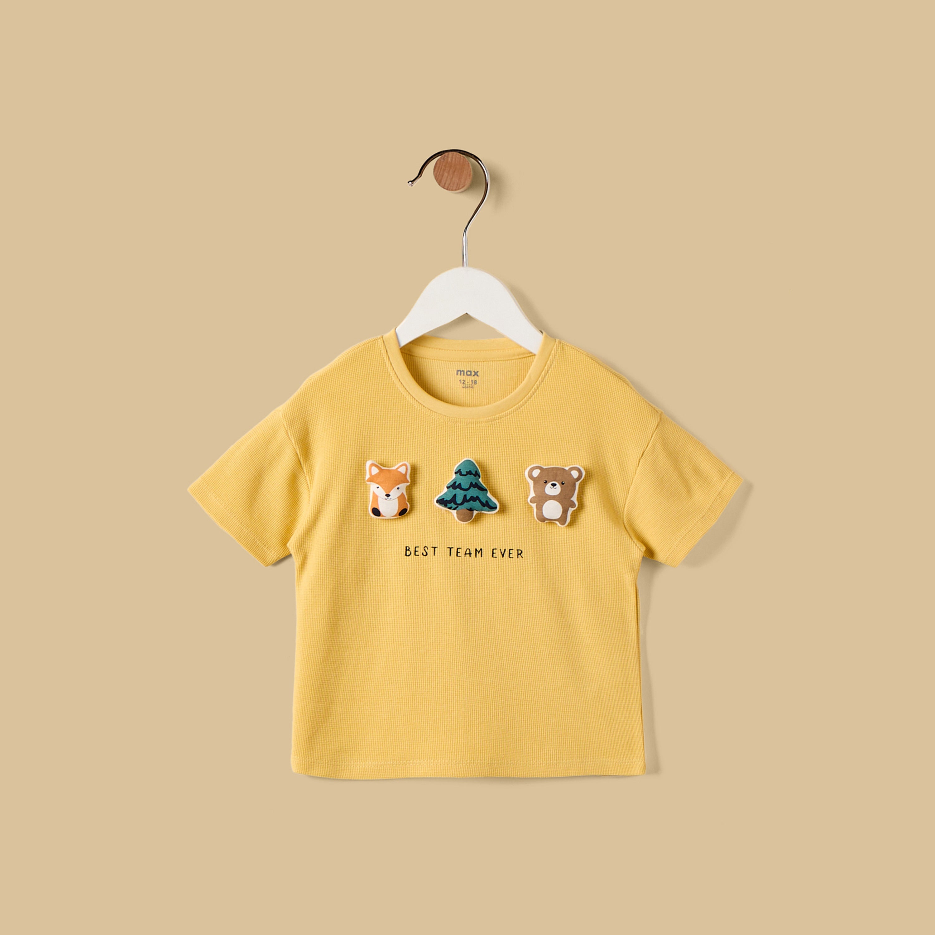 Textured 3D Applique Cotton T-shirt and Shorts Set