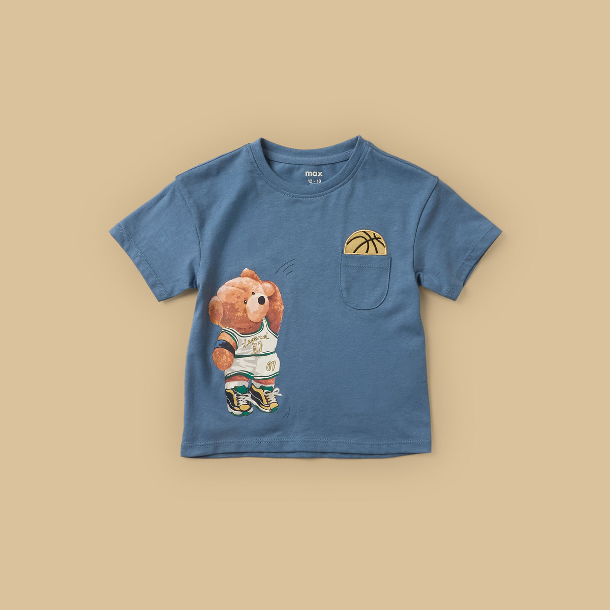 Pack of 3 - Little League Bear Print Cotton T-shirt