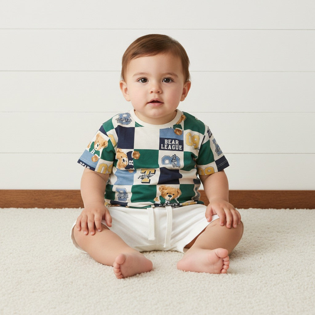 Pack of 3 - Little League Bear Print Cotton T-shirt