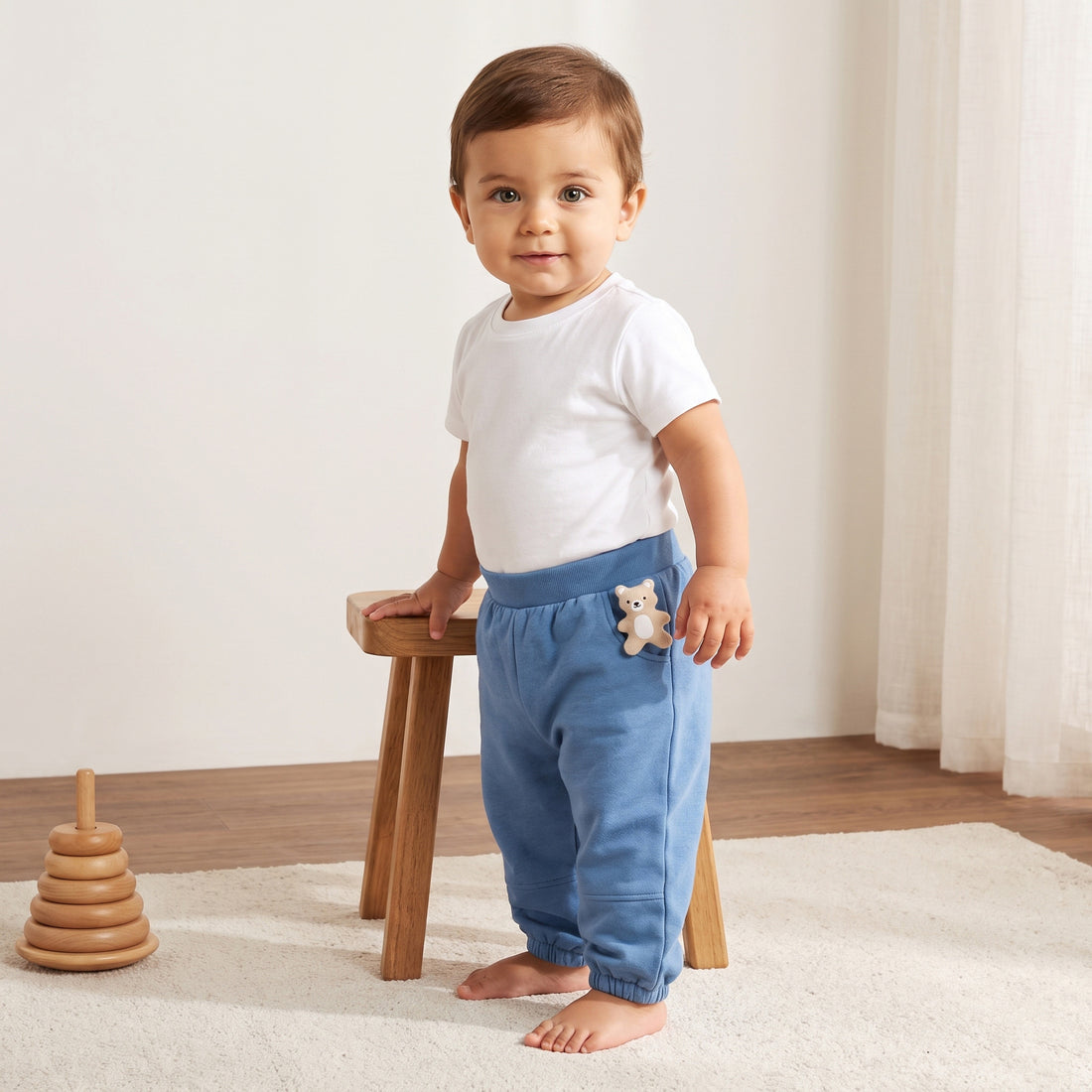 Bear Applique Balloon Fit Joggers