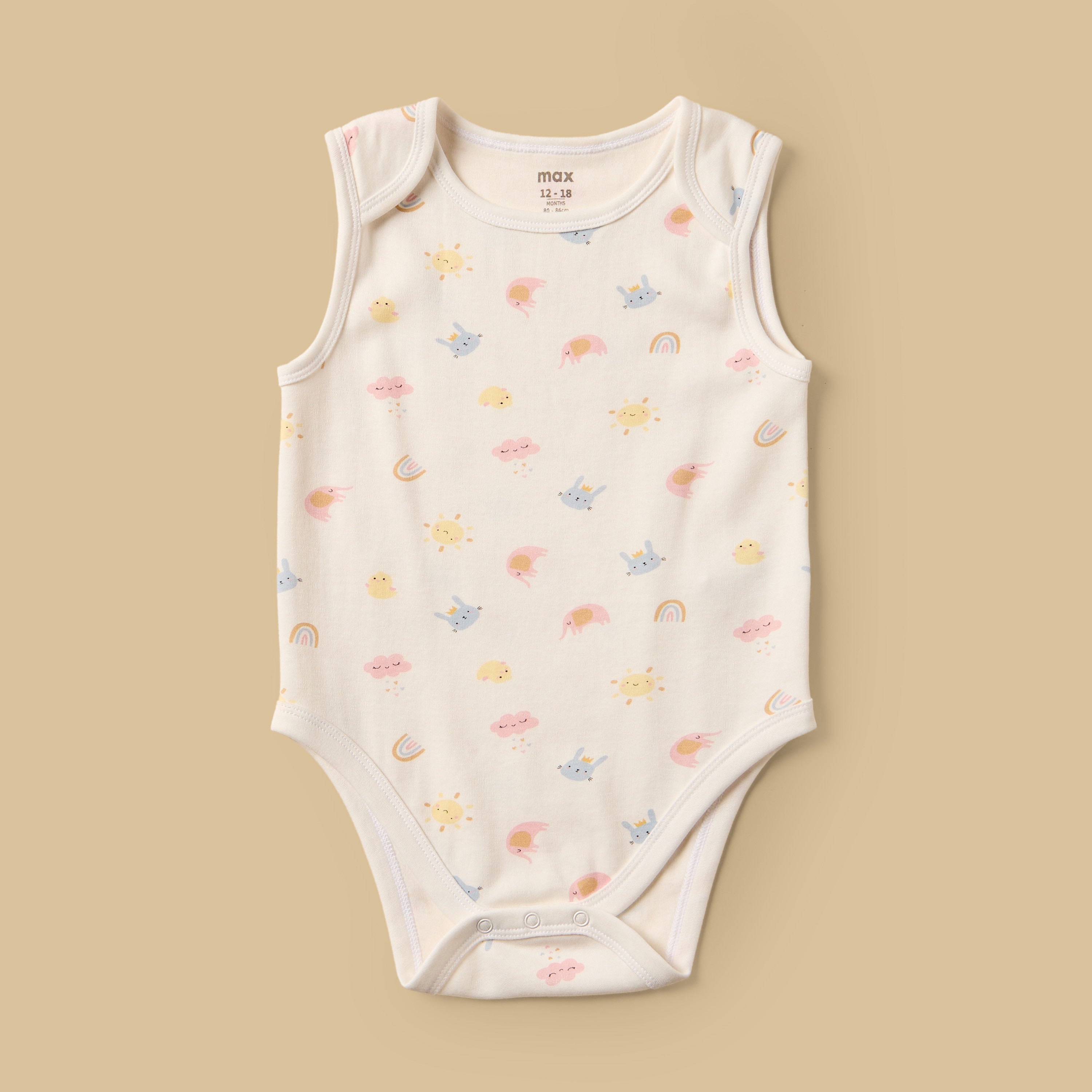 Pack of 3 - Assorted Sleeveless Cotton Bodysuit