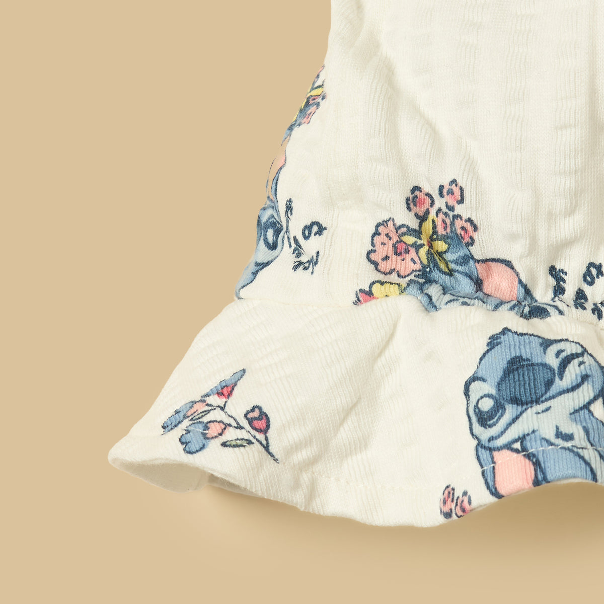 Stitch Print Cotton Romper with Cap