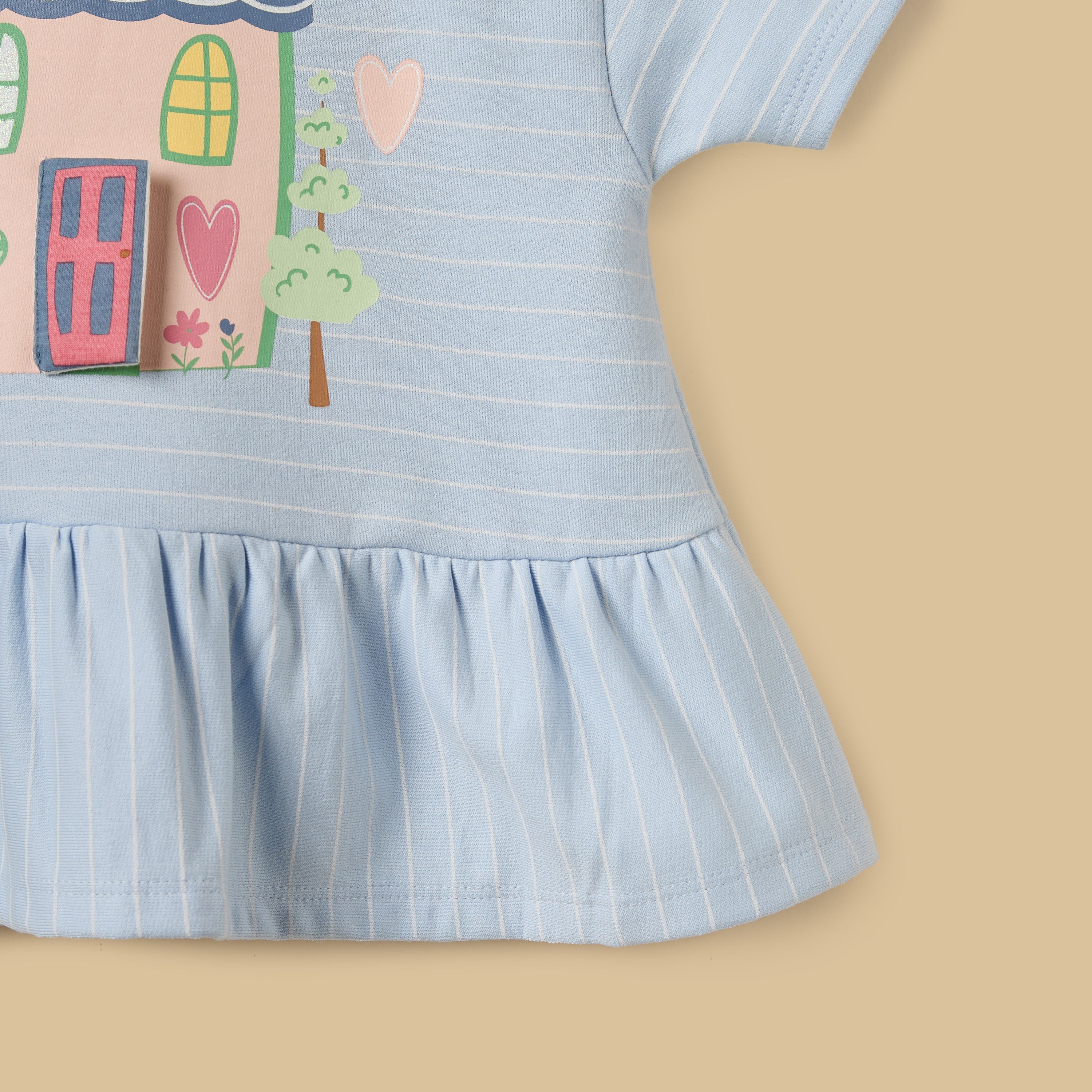 House Print Cotton Top and Shorts Set