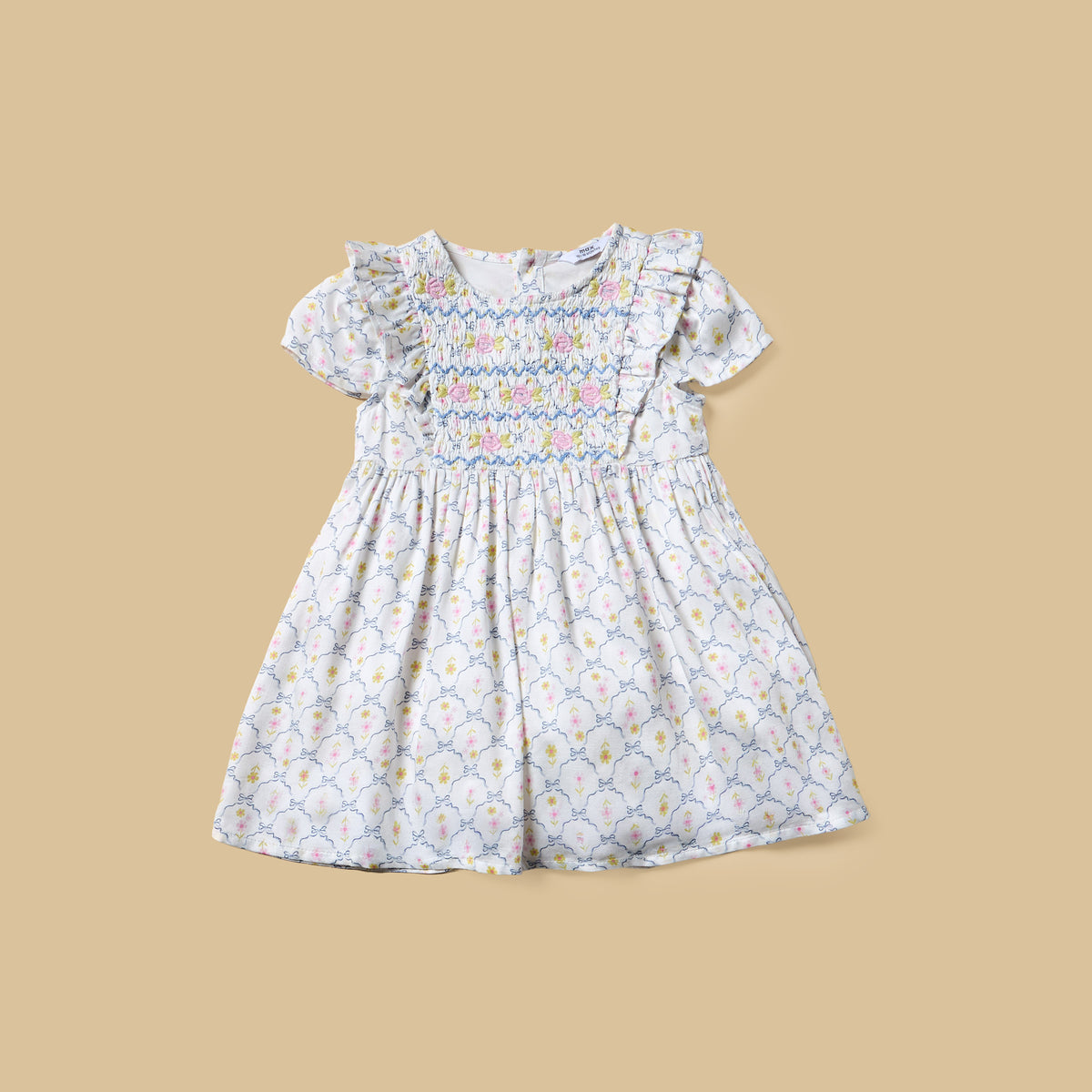 Floral Print Smocked Dress with Cap