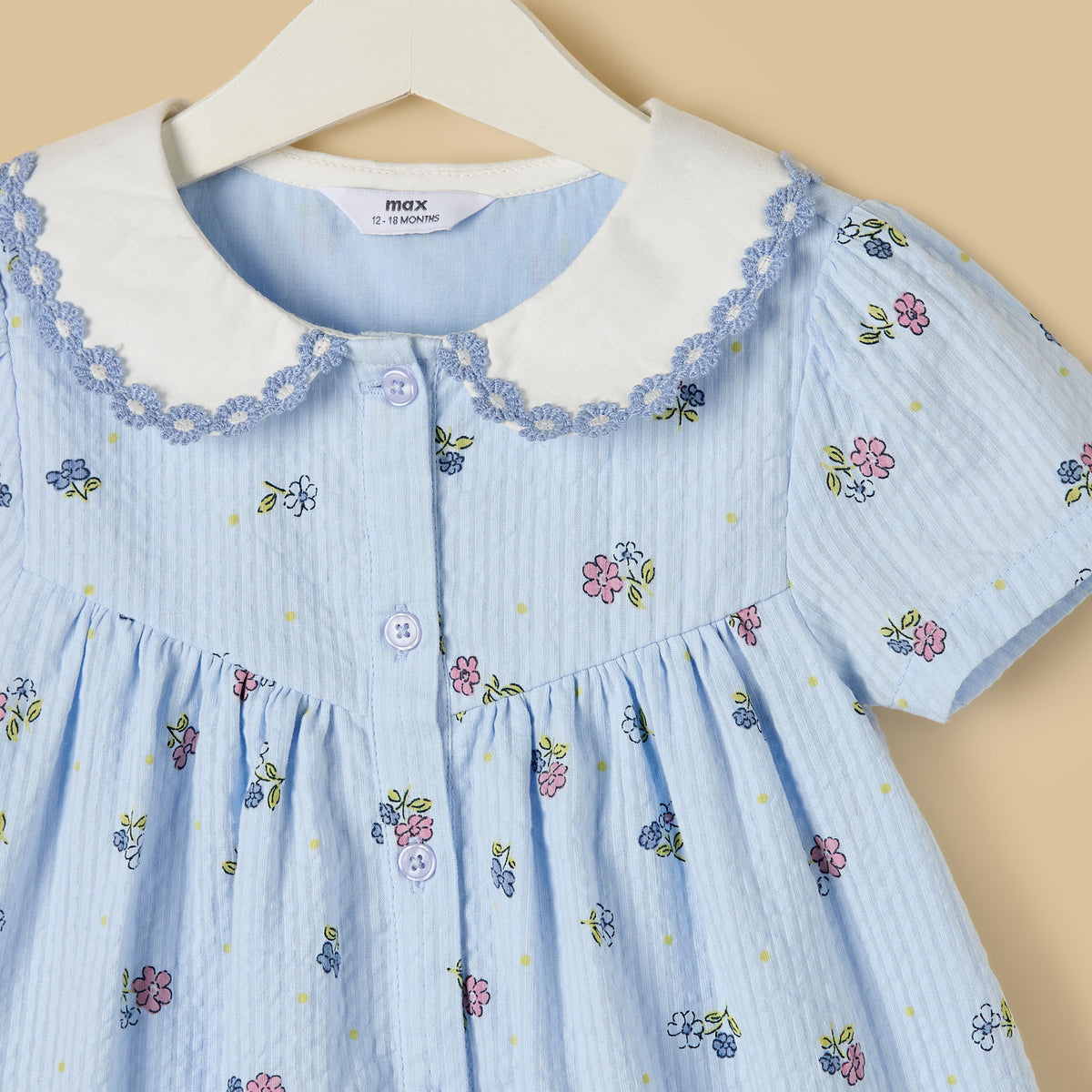 Seersucked Printed Cotton Dress with Bloomers