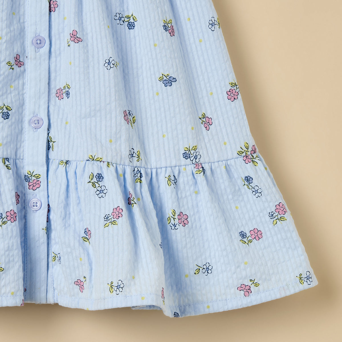 Seersucked Printed Cotton Dress with Bloomers