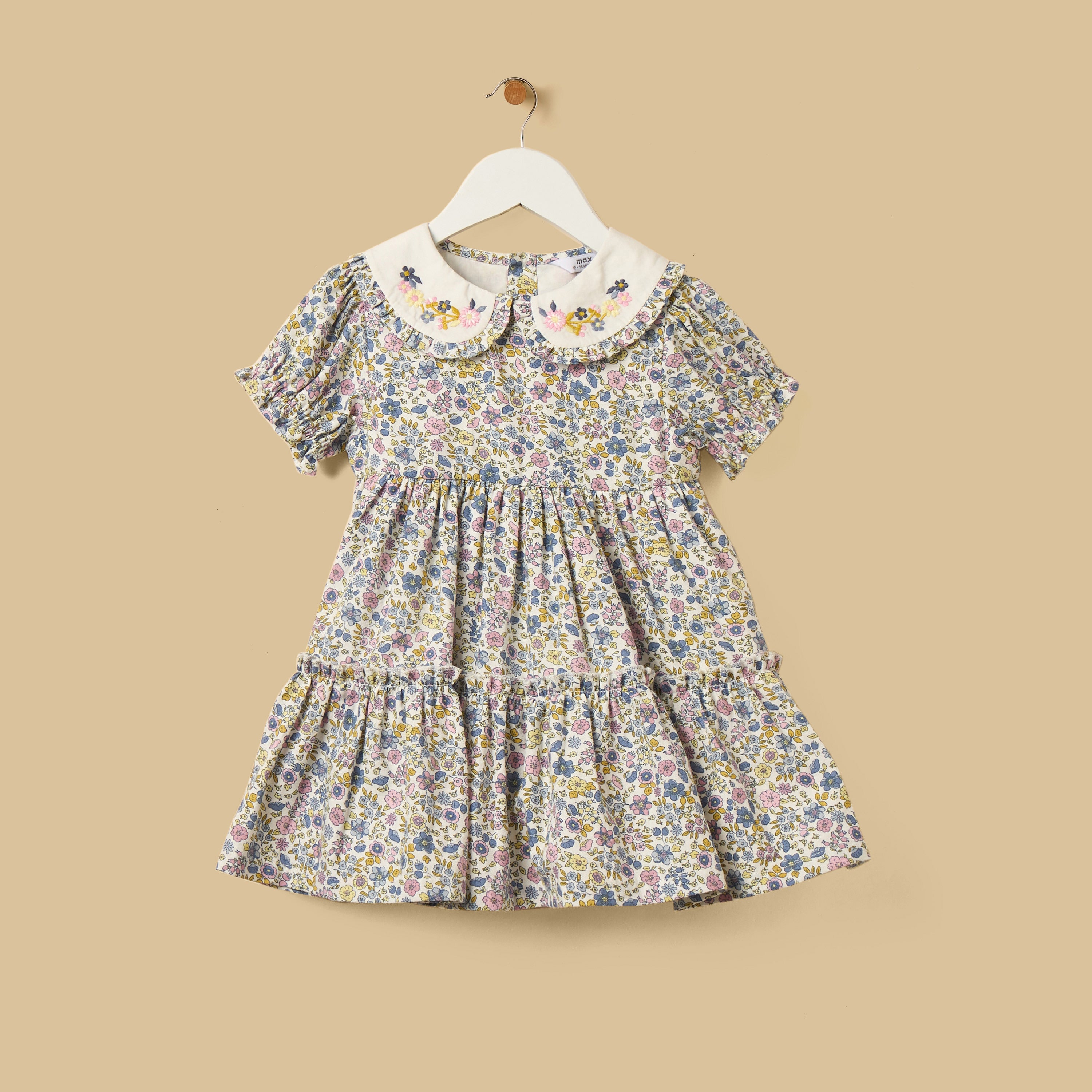 Floral Print Tiered Dress with Bloomers