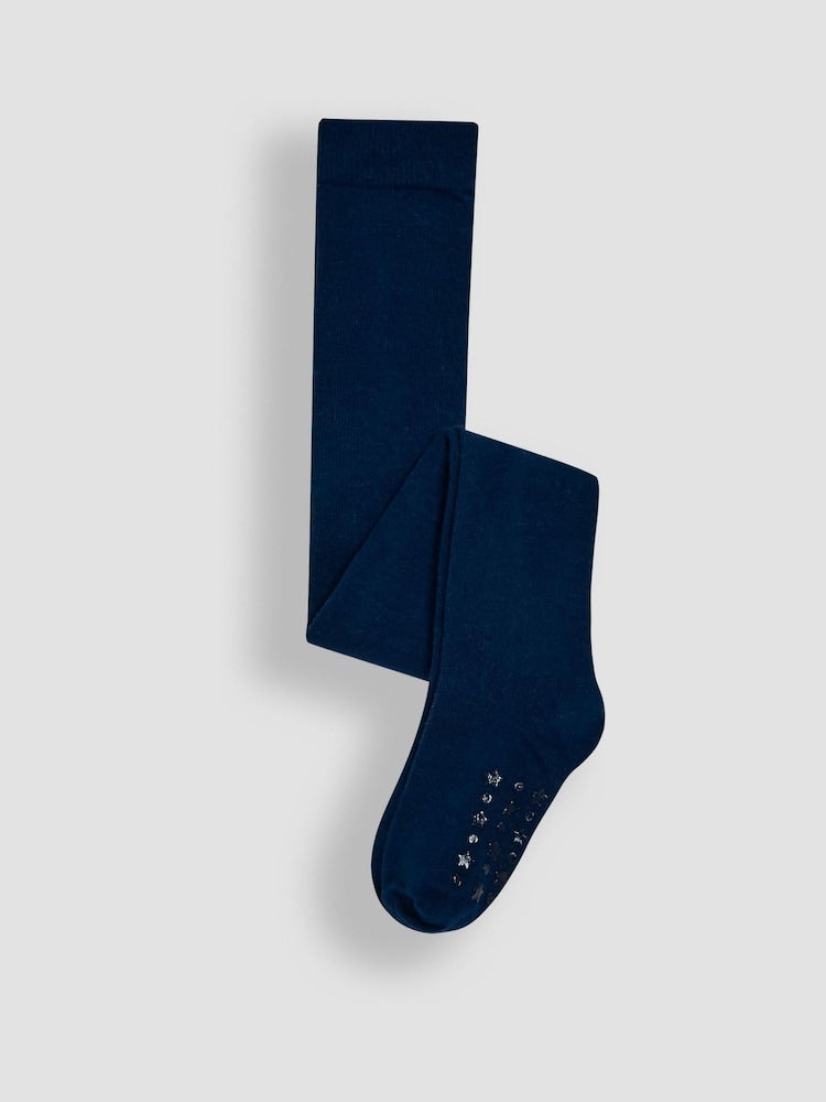 JoJo Maman Bébé Navy Blue Cotton Rich Plain Tights - Size Up To 6 Months (50 - 68cm)