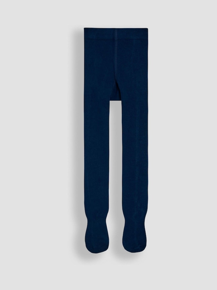 JoJo Maman Bébé Navy Blue Cotton Rich Plain Tights - Size Up To 6 Months (50 - 68cm)
