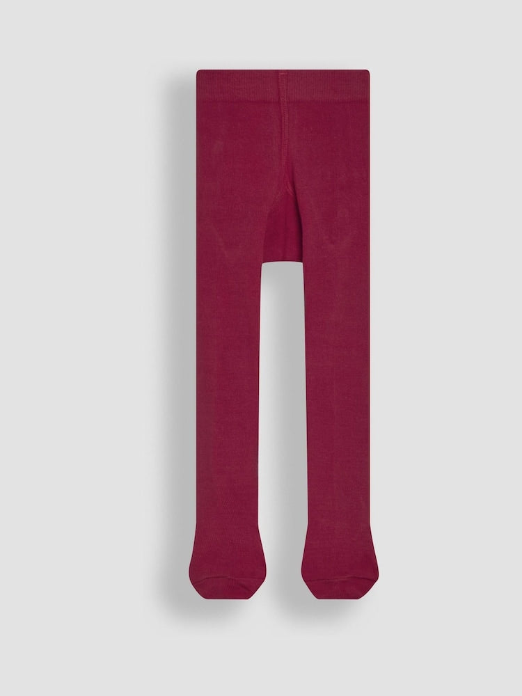 JoJo Maman Bébé Berry Pink Cotton Rich Plain Tights - Size Up To 6 Months (50 - 68cm)