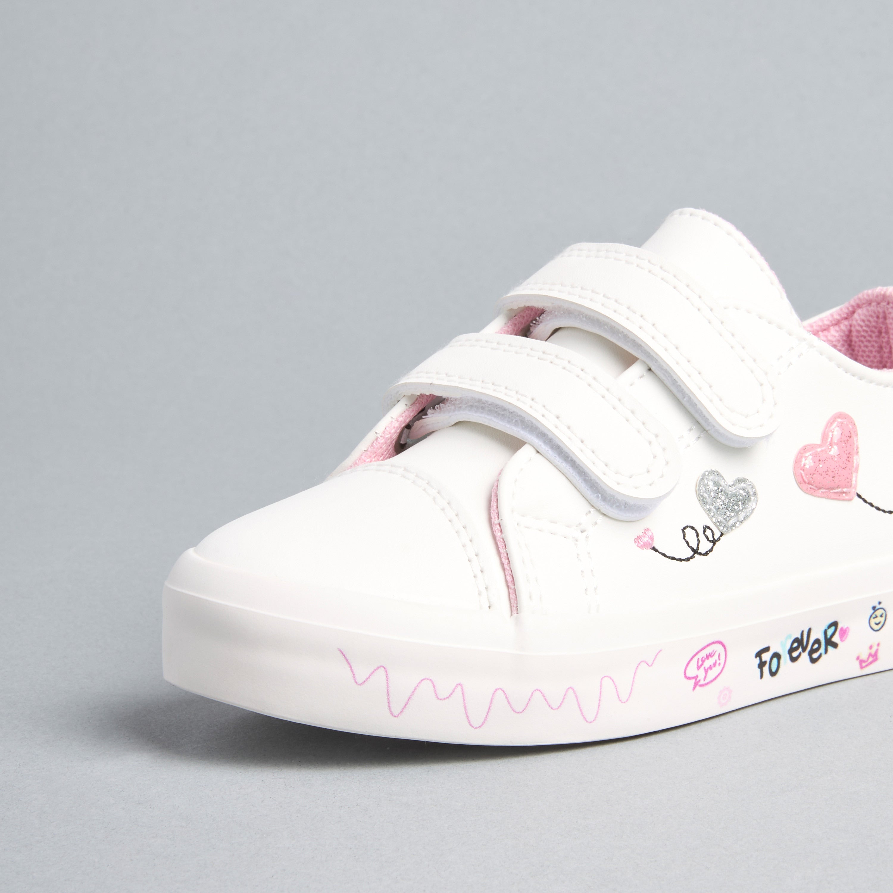 Graffiti Print Sneakers with Hook and Loop Closure