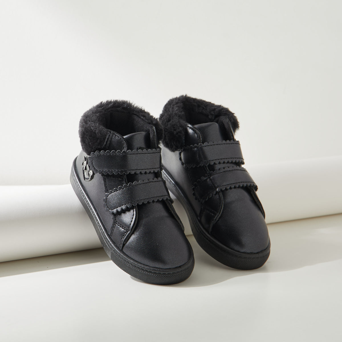 Plain High Top Sneakers with Hook and Loop Closure