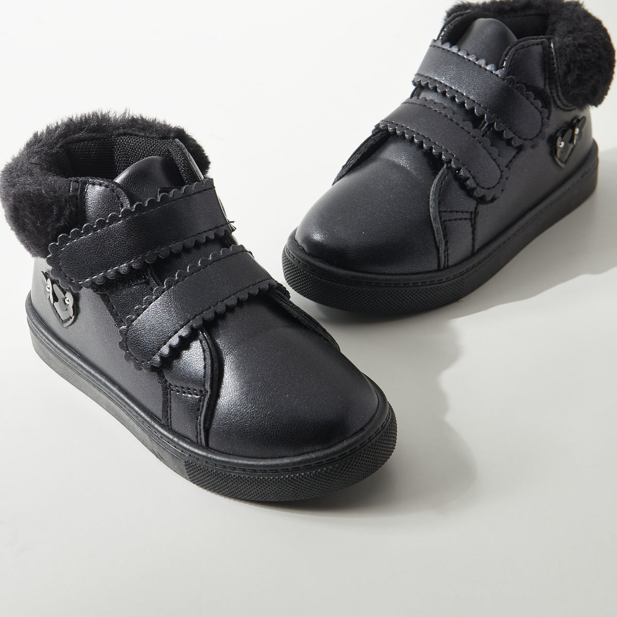 Plain High Top Sneakers with Hook and Loop Closure