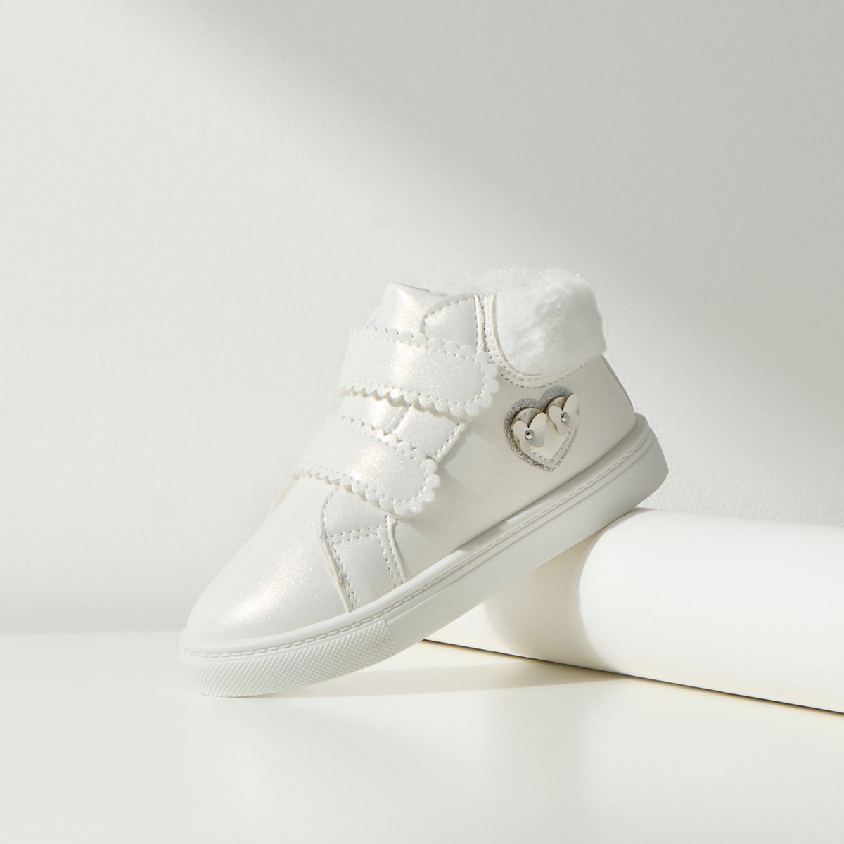 Plain High Top Sneakers with Hook and Loop Closure