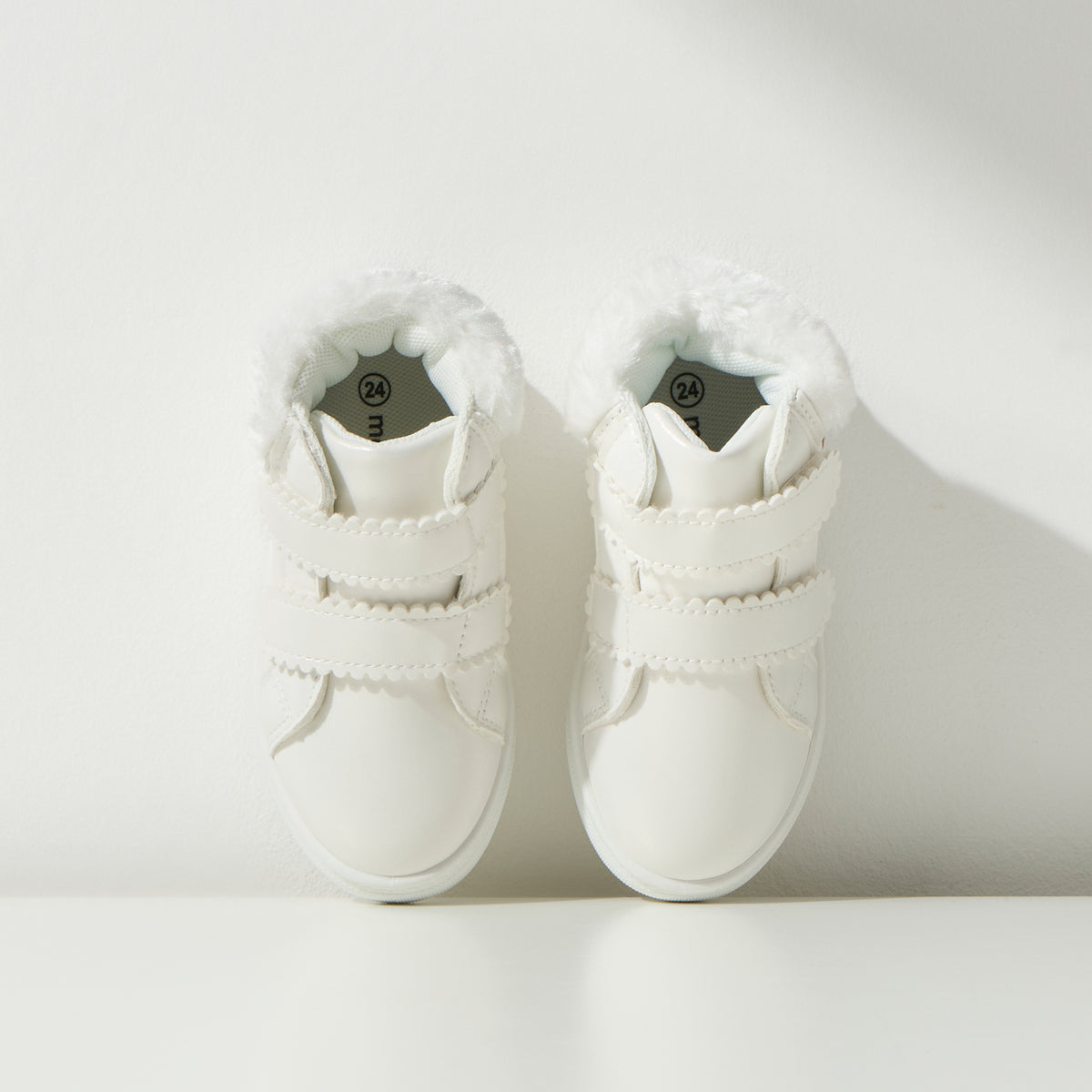 Plain High Top Sneakers with Hook and Loop Closure