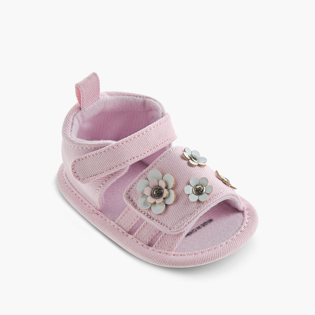 Juniors Sandals with Hook and Loop Closure, Floral Accent