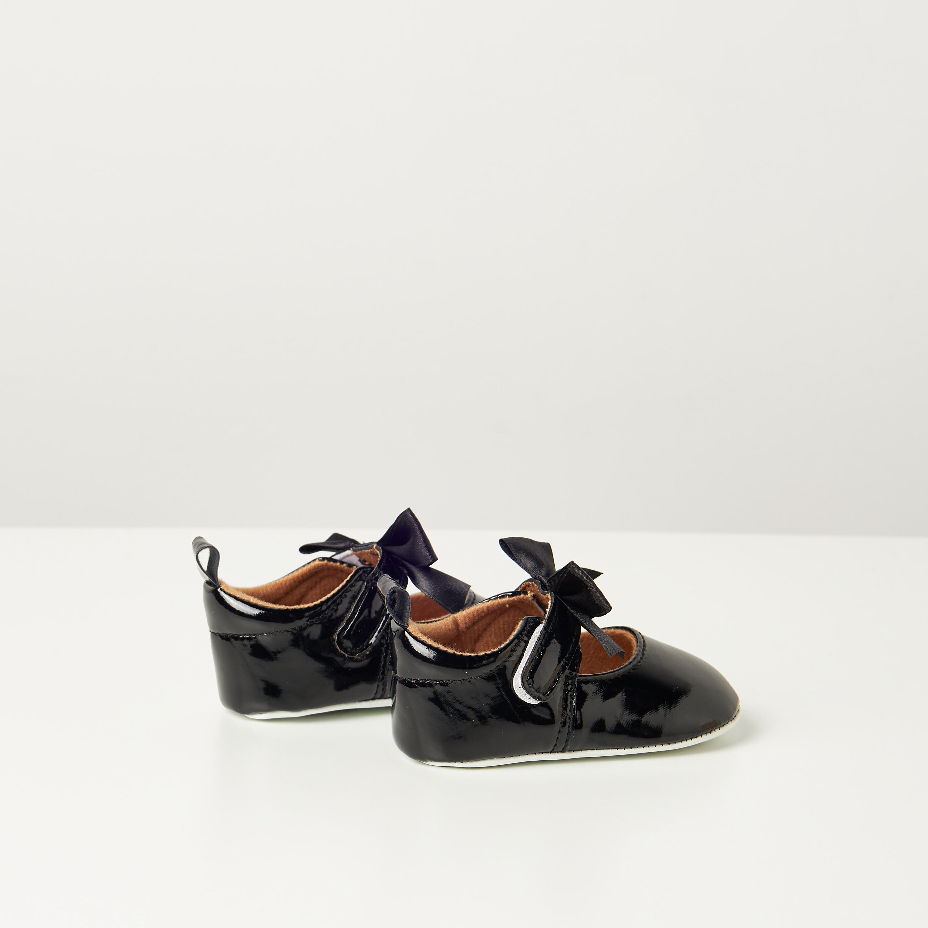 Juniors Solid Booties with Bow Accent and Hook and Loop Closure