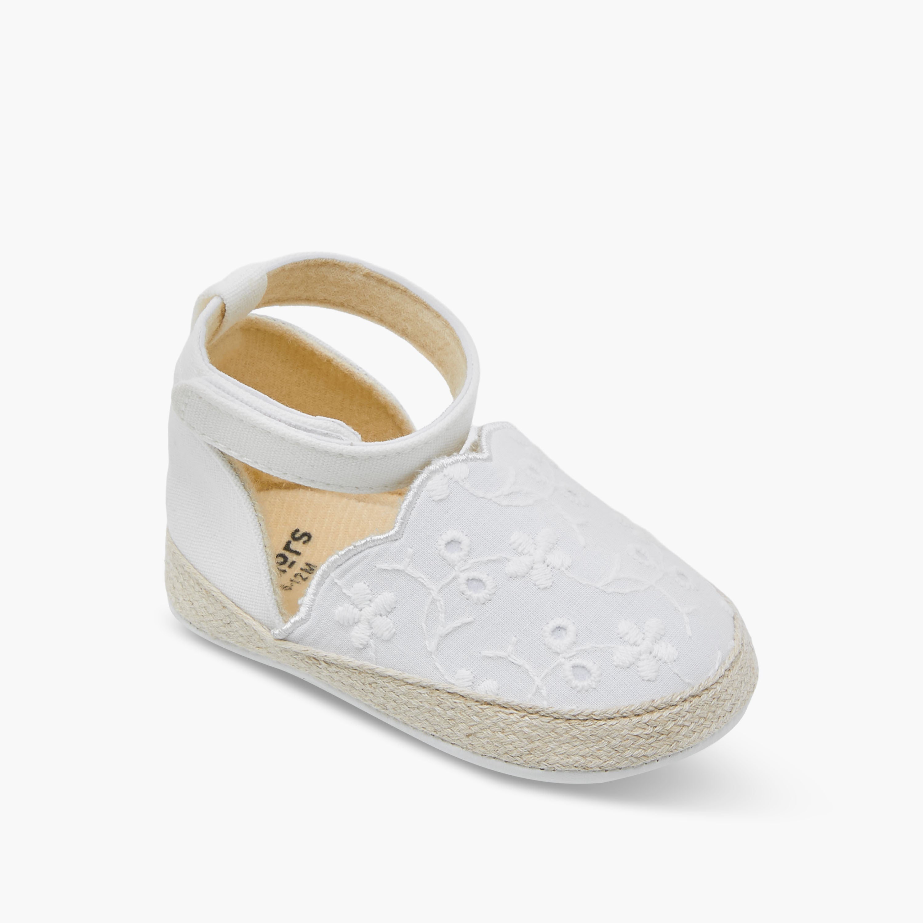 Juniors Soft Shoes with Hook and Loop Closure, Embroidered Design