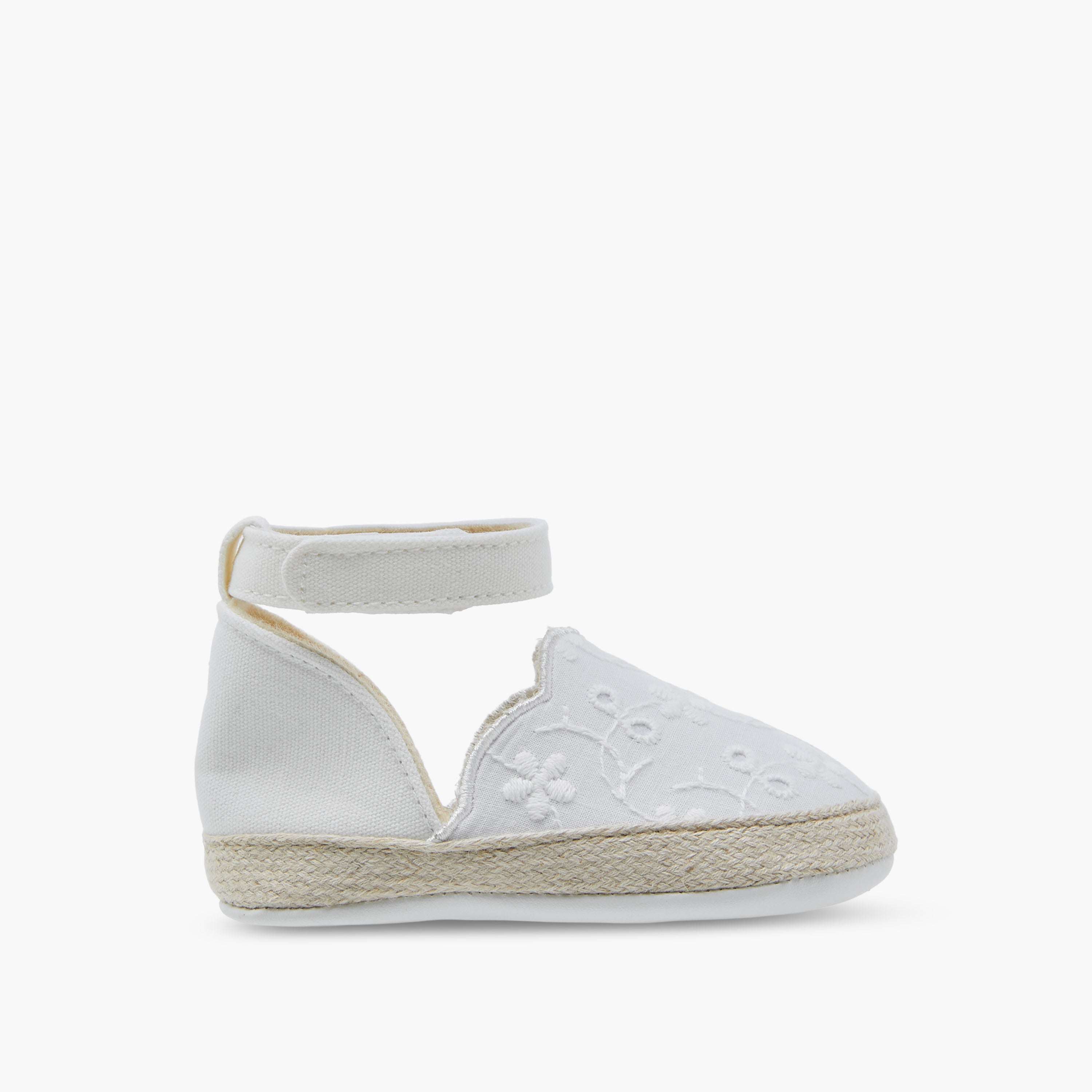 Juniors Soft Shoes with Hook and Loop Closure, Embroidered Design