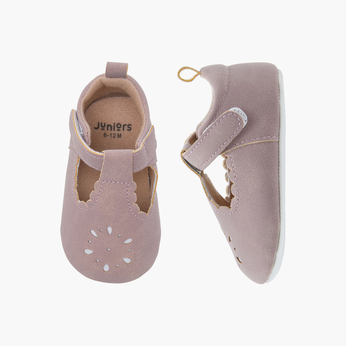 Juniors Booties with Hook and Loop Closure, Cutout Design - Pink / 12-18 mths