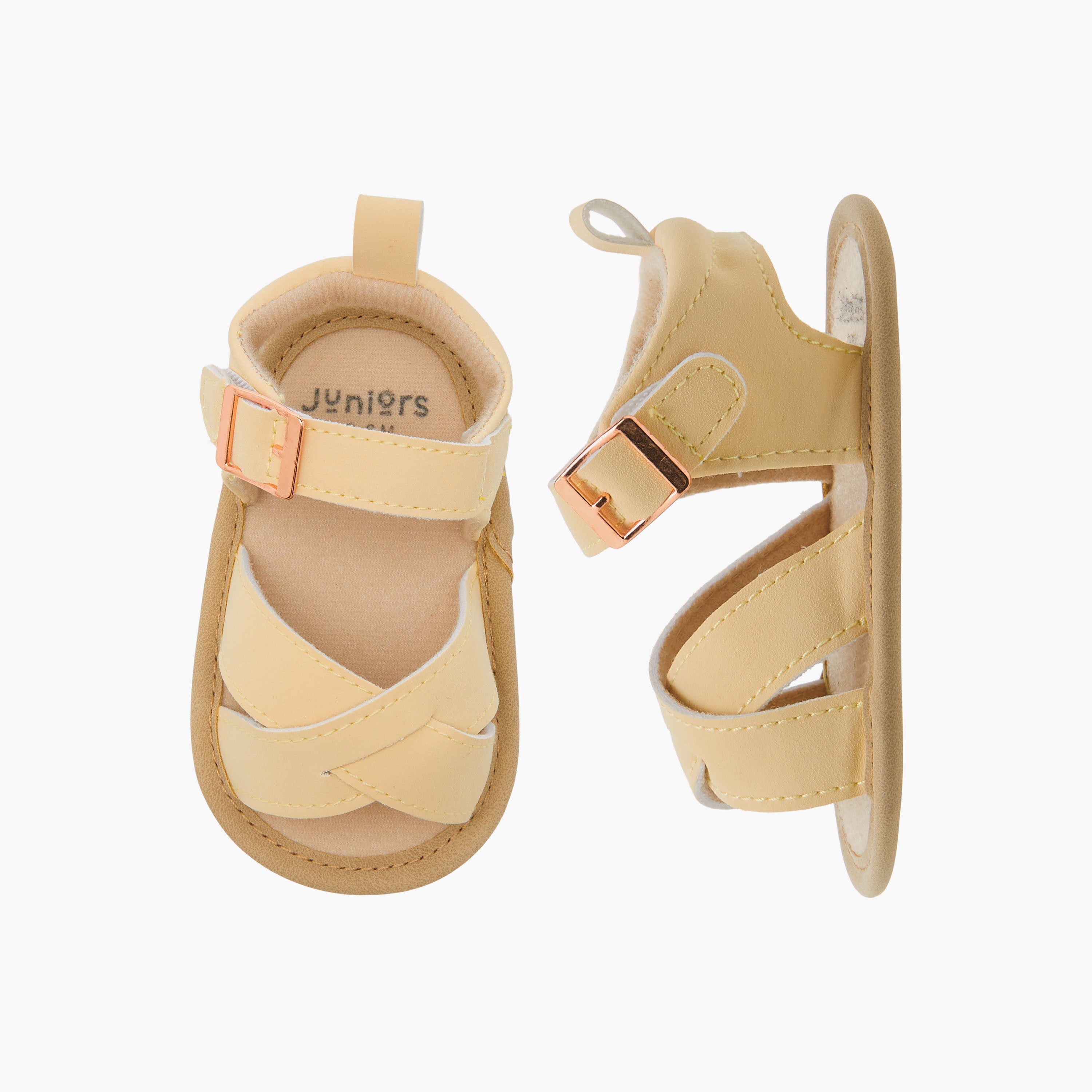 Juniors Soft Shoes with Hook and Loop Closure - Yellow / 12-18 mths