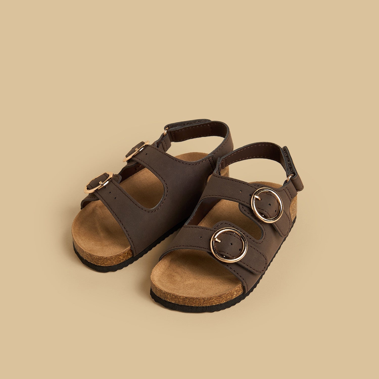 Buckle Accent Sandals with Hook and Loop Closure