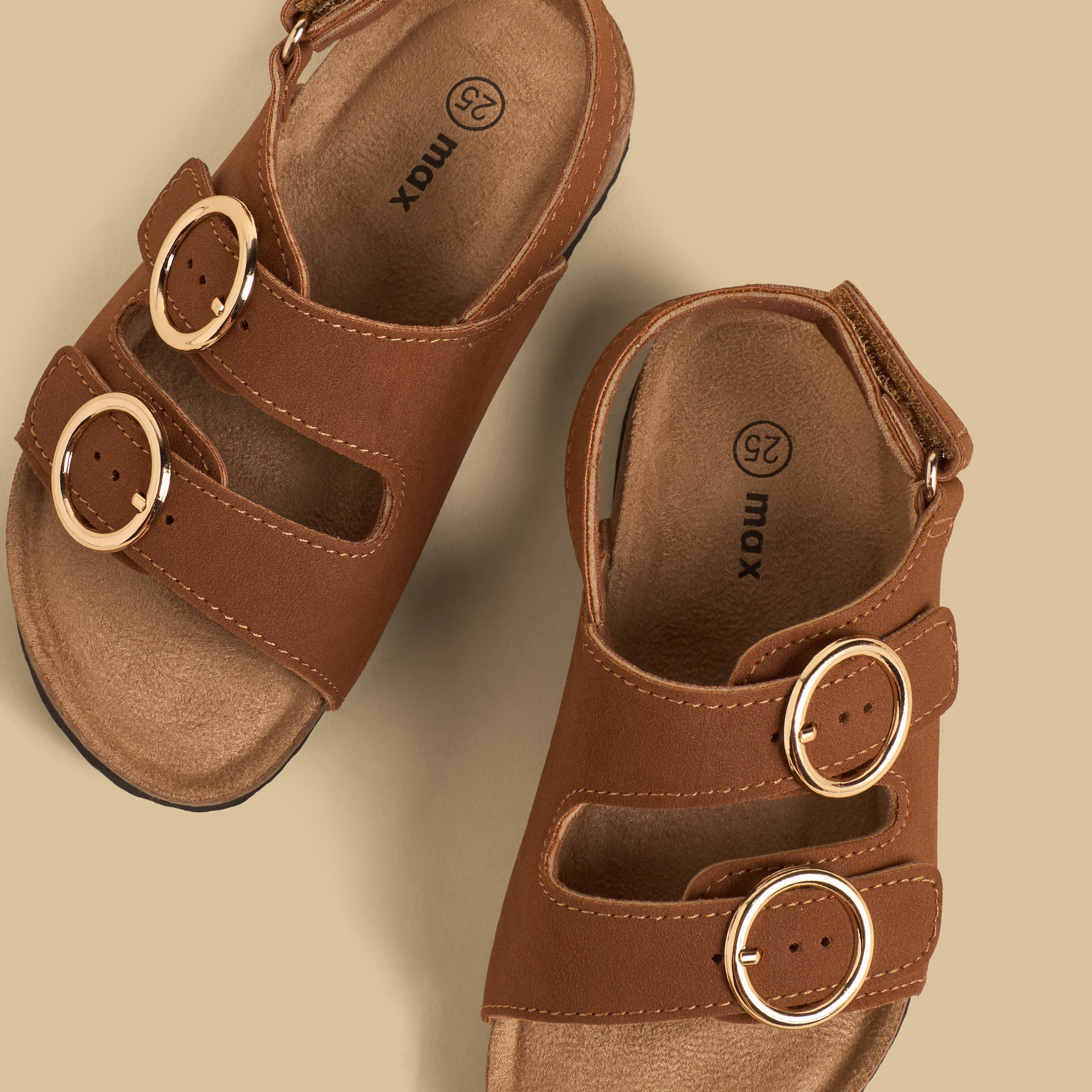Buckle Accent Sandals with Hook and Loop Closure