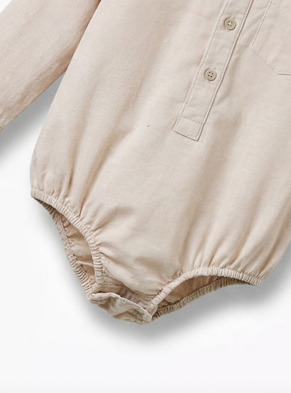 Solid Long Sleeves Shirt Style Bodysuit with Button Closure and Roll-Up Tab-baby-boys-clothing-bodysuits-image-4