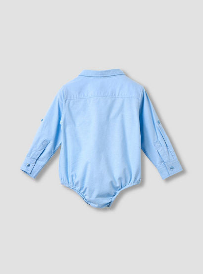 Solid Long Sleeves Shirt Style Bodysuit with Button Closure and Roll-Up Tab-baby-boys-clothing-bodysuits-image-2