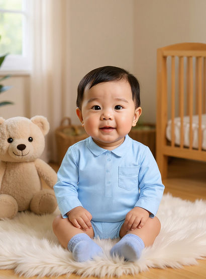 Solid Long Sleeves Shirt Style Bodysuit with Button Closure and Roll-Up Tab-baby-boys-clothing-bodysuits-image-6