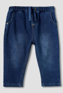 Juniors Solid Jeans with Elasticated Drawstring Closure-undefined-image-1